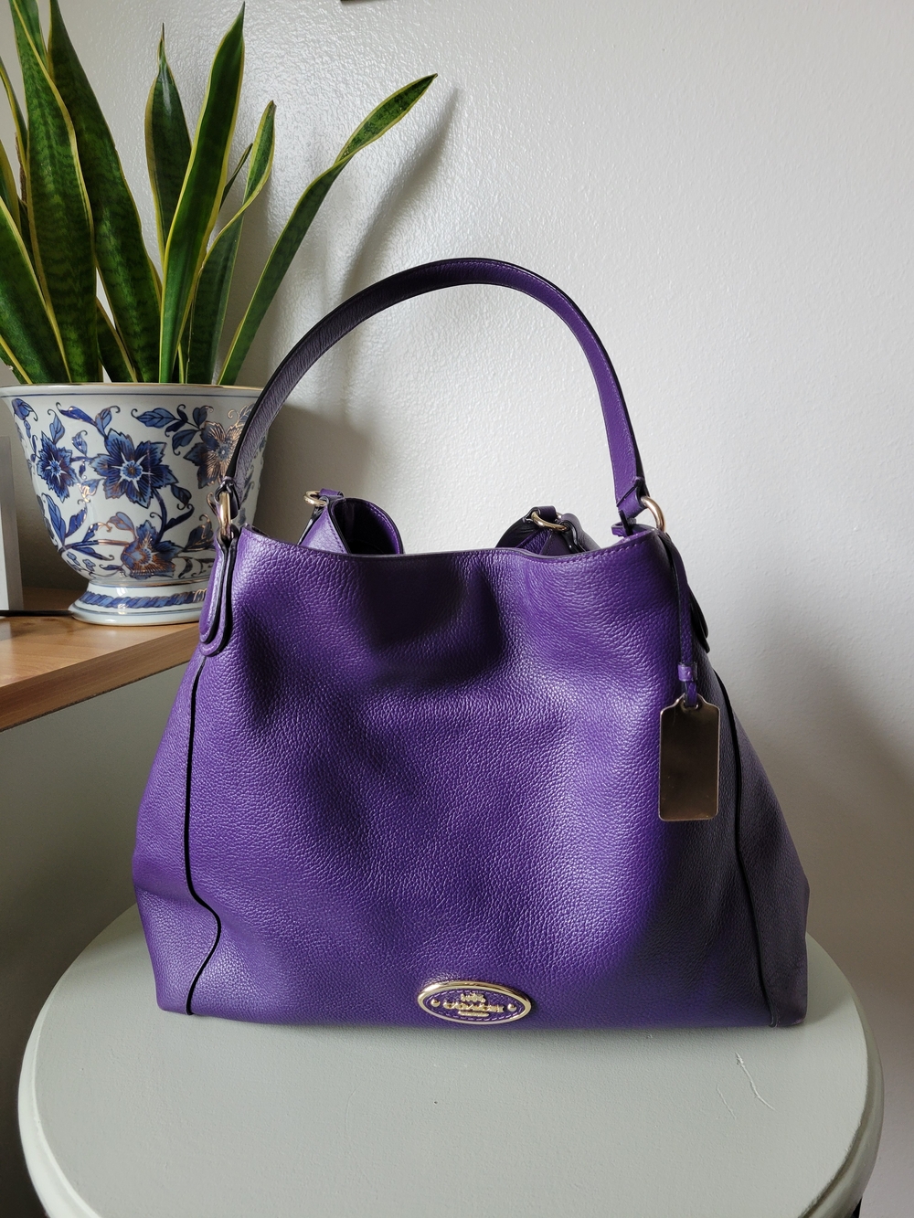 Coach Purple Leather Shoulder Bag
